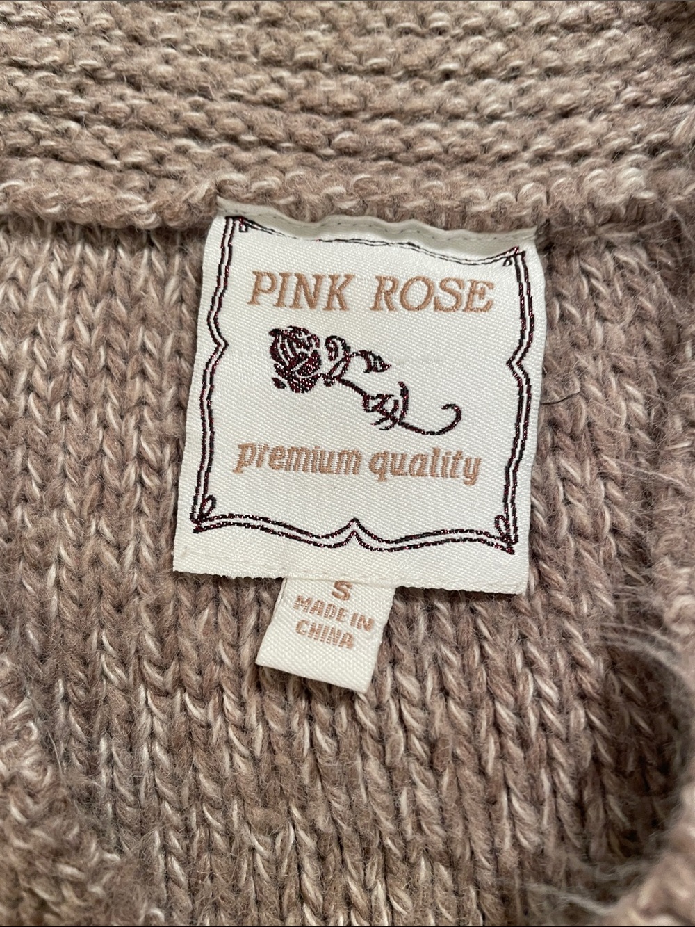Pink Rose Brown V-Neck Short Sleeve Button Knit Dress - Picture 2 of 7